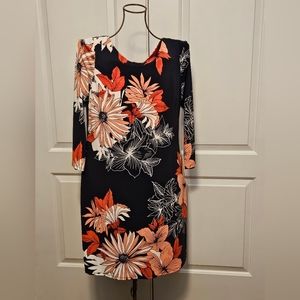 Vince Camuto long sleeve dress Sz 14 multi color flowers